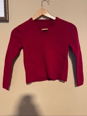 Red V-Neck Knit Sweater